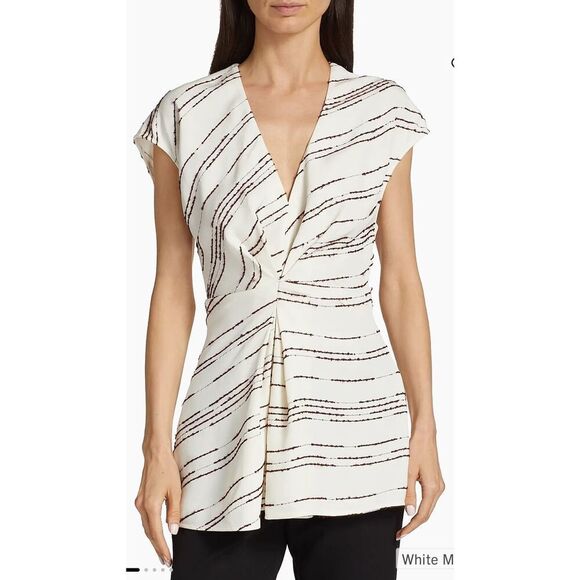 Proenza Schouler Stella Top In Textured Stripe NWT Size 2 - Picture 3 of 12